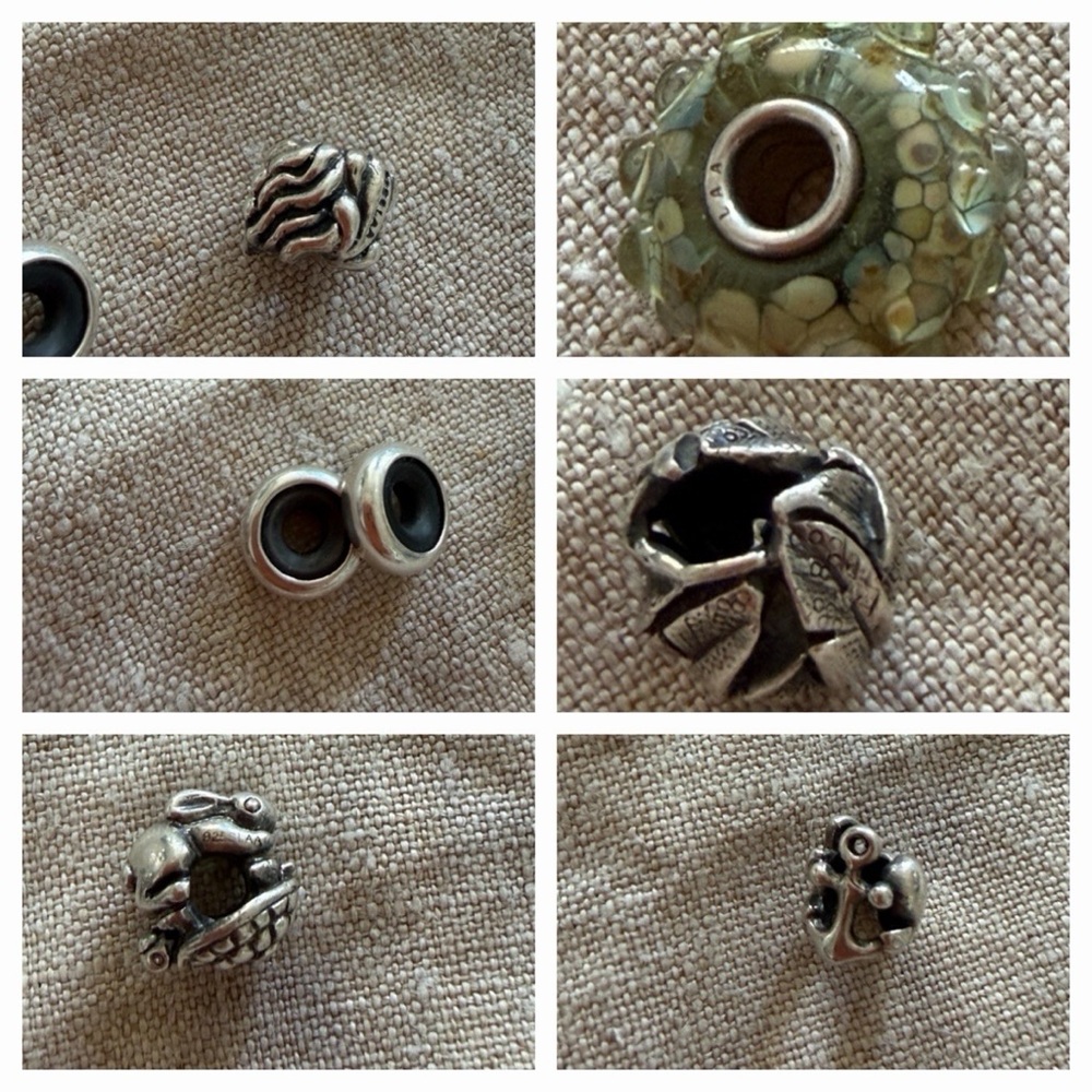 Lot of 6 Trollbeads charms with 2 spacers. Most retired.
